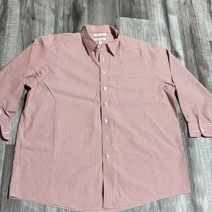 Men’s Red White Striped Long Sleeve Button Up Down Dress Shirt Gold Label 18/33